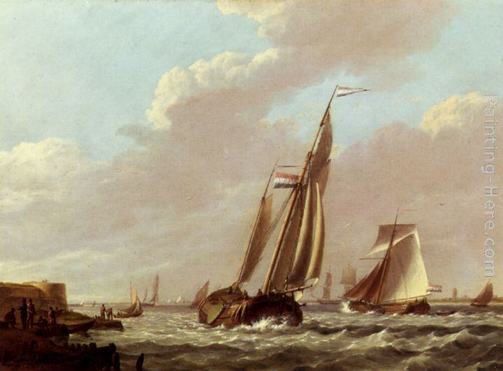 Johannes Hermanus Koekkoek Shipping In A Choppy Estuary